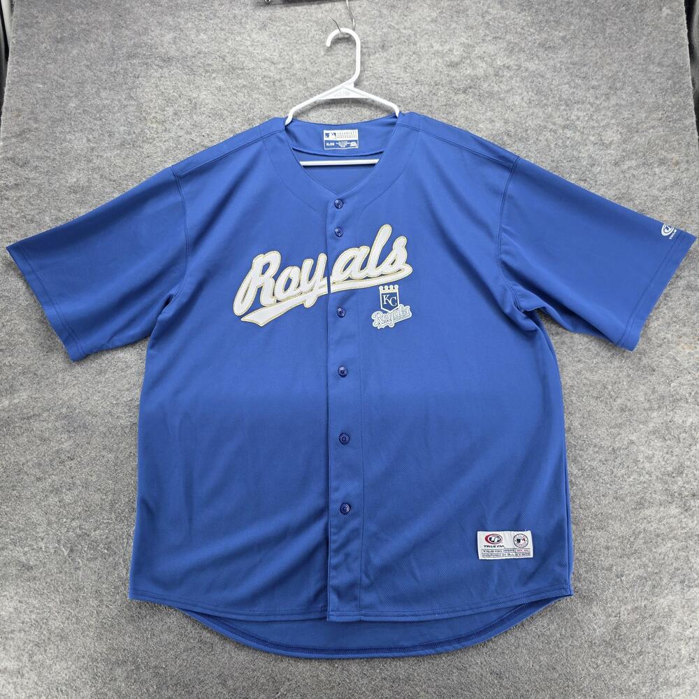 Kansas City Royals Jersey Mens XL Blue MLB Baseball Button Front Script True Fan